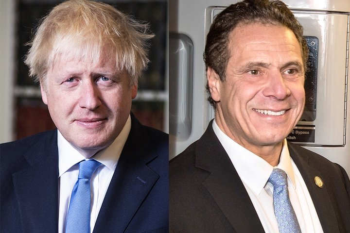 A composite image showing UK Prime Minister Boris Johnson and New York governor Andrew Cuomo